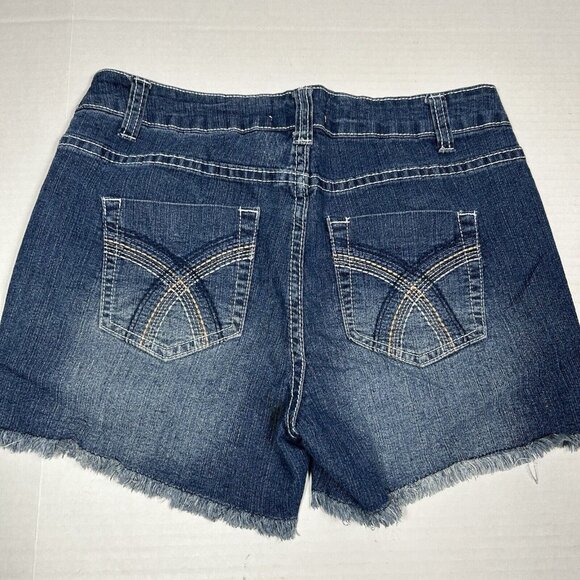 Creative Looks Jeans Denim Cutoff Shorts Women Size 8 Stretch Blue Dark Wash - Picture 3 of 3